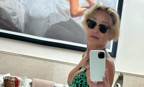 Sharon Stone inaugura o verão com pose em biquíni