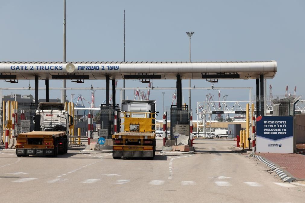 Exército israelita anuncia a entrada de ajuda em Gaza através do porto de Ashdod