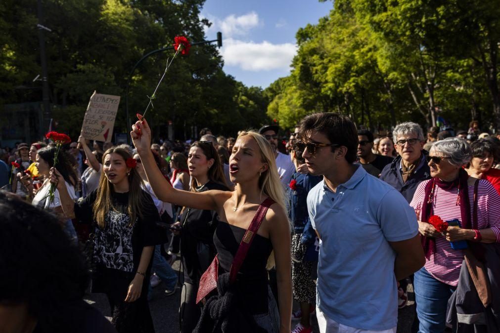Ânimos acalmaram no Rossio em Lisboa e passam a clima de festa pela liberdade