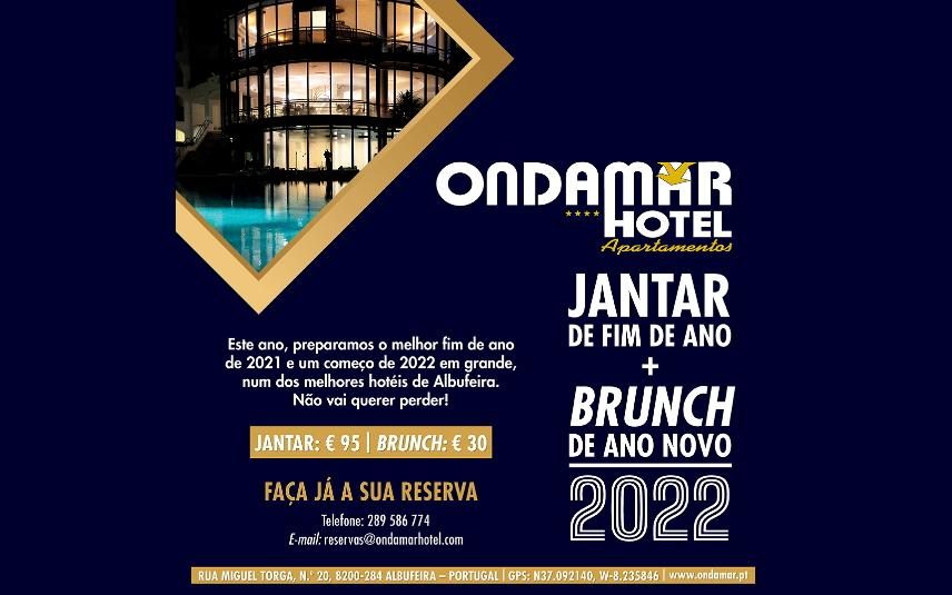 Ondamar Hotel - Jantar de fim de ano e brunch de ano novo em Albufeira, no Algarve